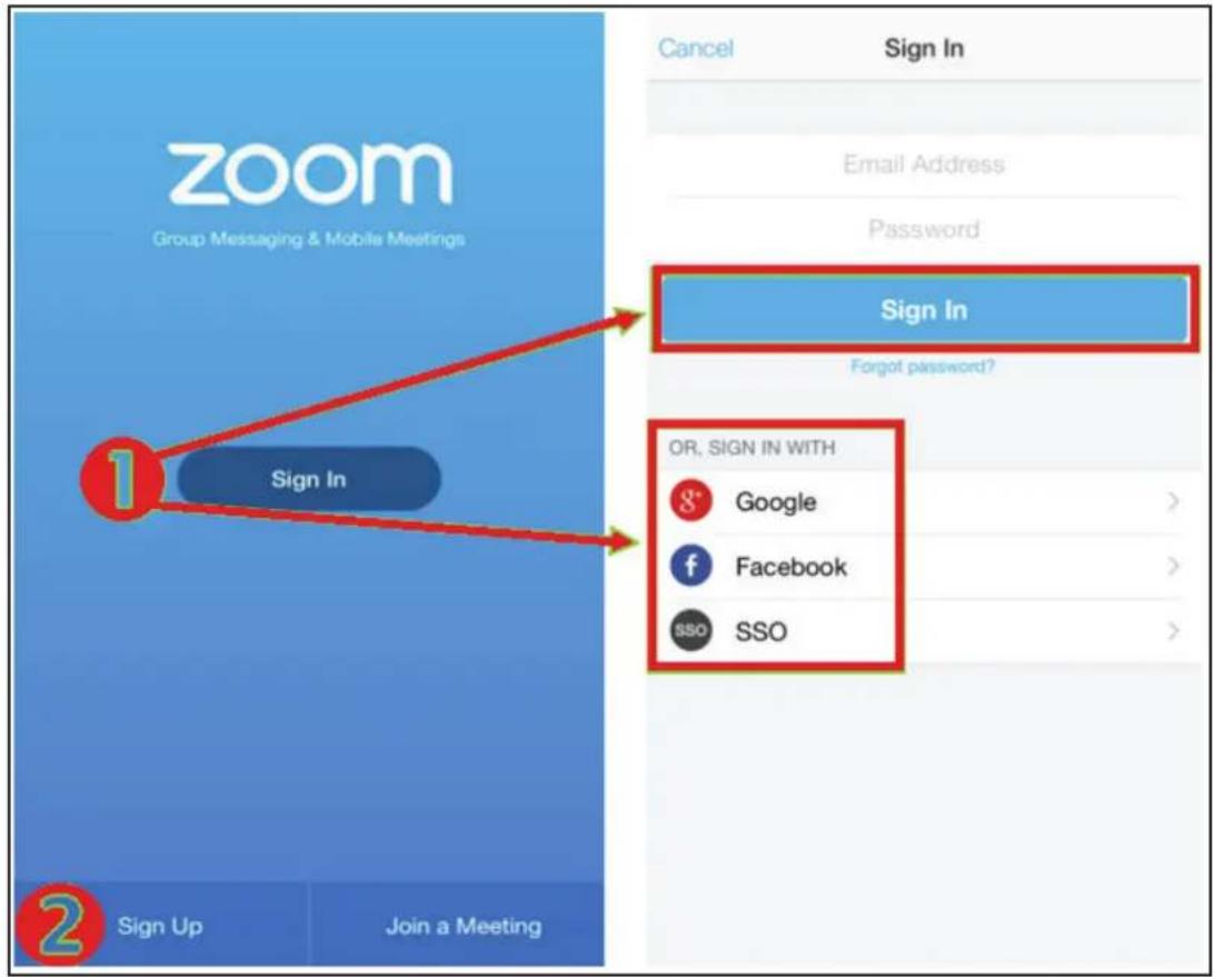 zoom Group Messaging & Mobile Meetings 1 Sign In 2 Sign Up Join a Meeting Cancel Sign In Email Address Password Sign In Forgot password? OR, SIGN IN WITH Google Facebook SSO SSO