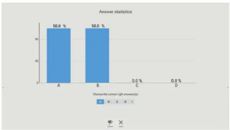 Answer statistics | Answer | Percentage (%) | | :--- | :--- | | A | 50.0 | | B | 50.0 | | C | 0.0 | | D | 0.0 | Choose the correct right answer(s) Legend: Blue triangle = B Blue square = C Blue cross = D