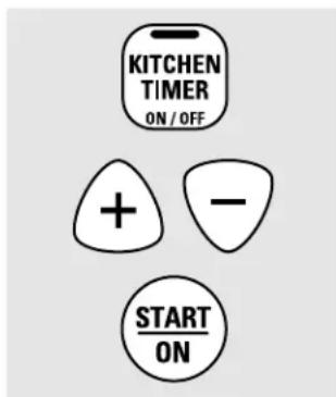 KITCHEN TIMER ON / OFF + - START ON