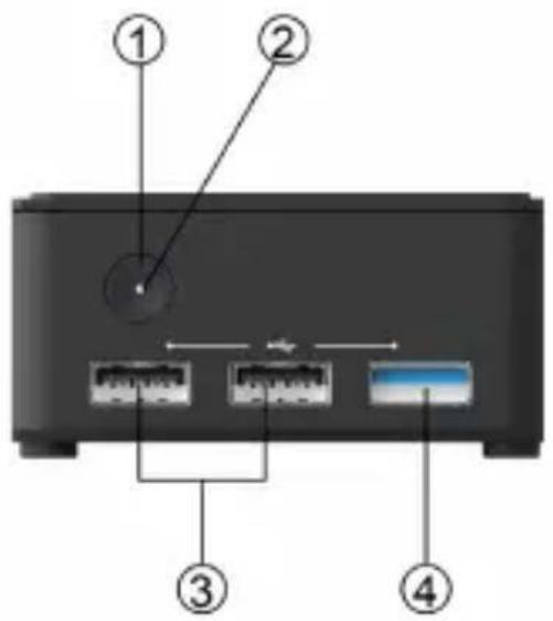 Diagram of a device rear panel with labeled ports and connection points
