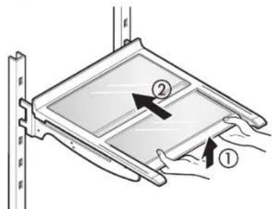 Diagram showing a device with labeled parts and directional arrows, likely illustrating a mechanical or electrical assembly.