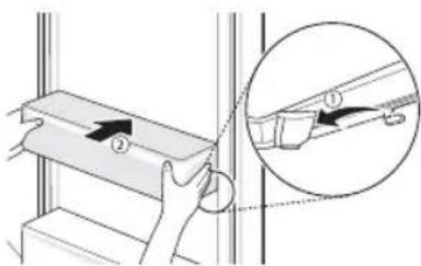 Diagram showing a hand holding a rectangular object with an arrow and a magnified inset illustrating the process of connecting a cable or cable to a wire.