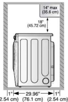 14" max (35.6 cm) 18" (45.72 cm) 1" 29.96" (76.1 cm) (2.54 cm) (2.54 cm)