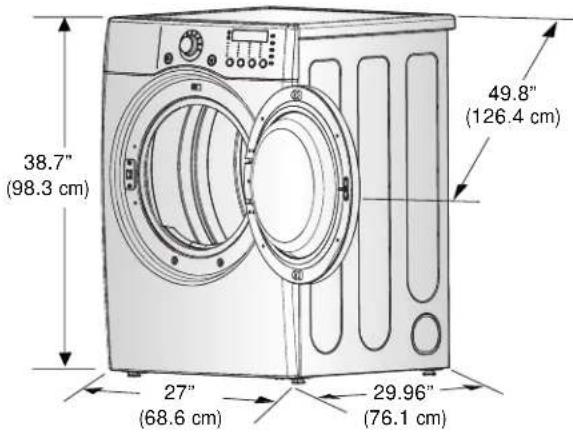 38.7" (98.3 cm) 27" (68.6 cm) 49.8" (126.4 cm) 29.96" (76.1 cm)