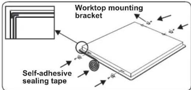 Worktop mounting bracket Self-adhesive sealing tape