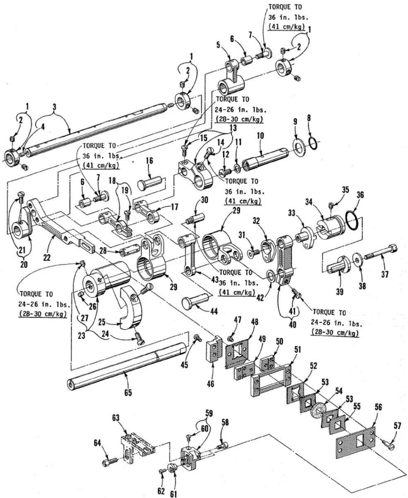 TORQUE TO 36 in. 1bs. (41 cm/kg) TORQUE TO 24-26 in. 1bs. (28-30 cm/kg) TORQUE TO 36 in. 1bs. (41 cm/kg) TORQUE TO 36 in. 1bs. (41 cm/kg) TORQUE TO 24-26 in. 1bs. (28-30 cm/kg) TORQUE TO 24-26 in. 1bs. (28-30 cm/kg)