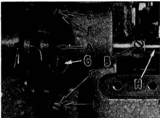 Technical diagram with labeled components A, B, C, D, H and directional arrows indicating flow or movement