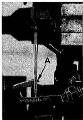 Technical diagram showing a mechanical or industrial setup with labeled component 'A' and directional arrow