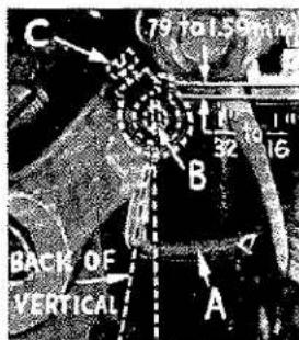 C (75 kg 500 m) 1/32 1/6 B BACK OF VERTICAL A