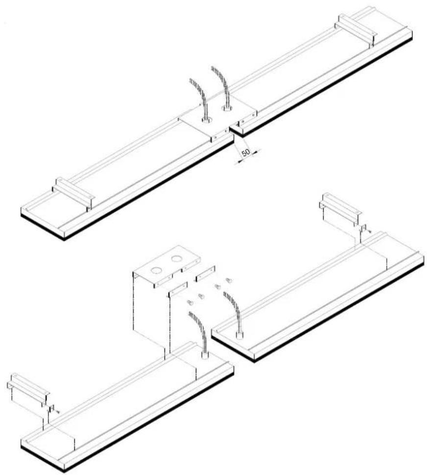 Technical line drawing of two mechanical assembly components with no visible text or symbols