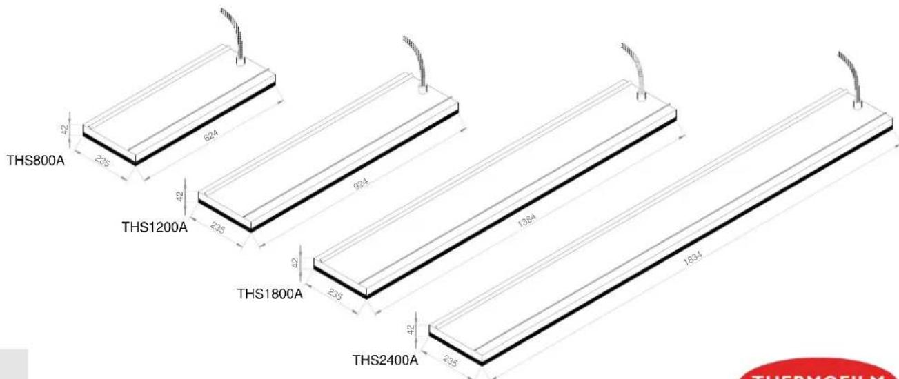 THS800A 42 235 624 924 42 THS1200A 42 235 1384 42 THS1800A 235 1834 42 THS2400A 235 THERMOEILM