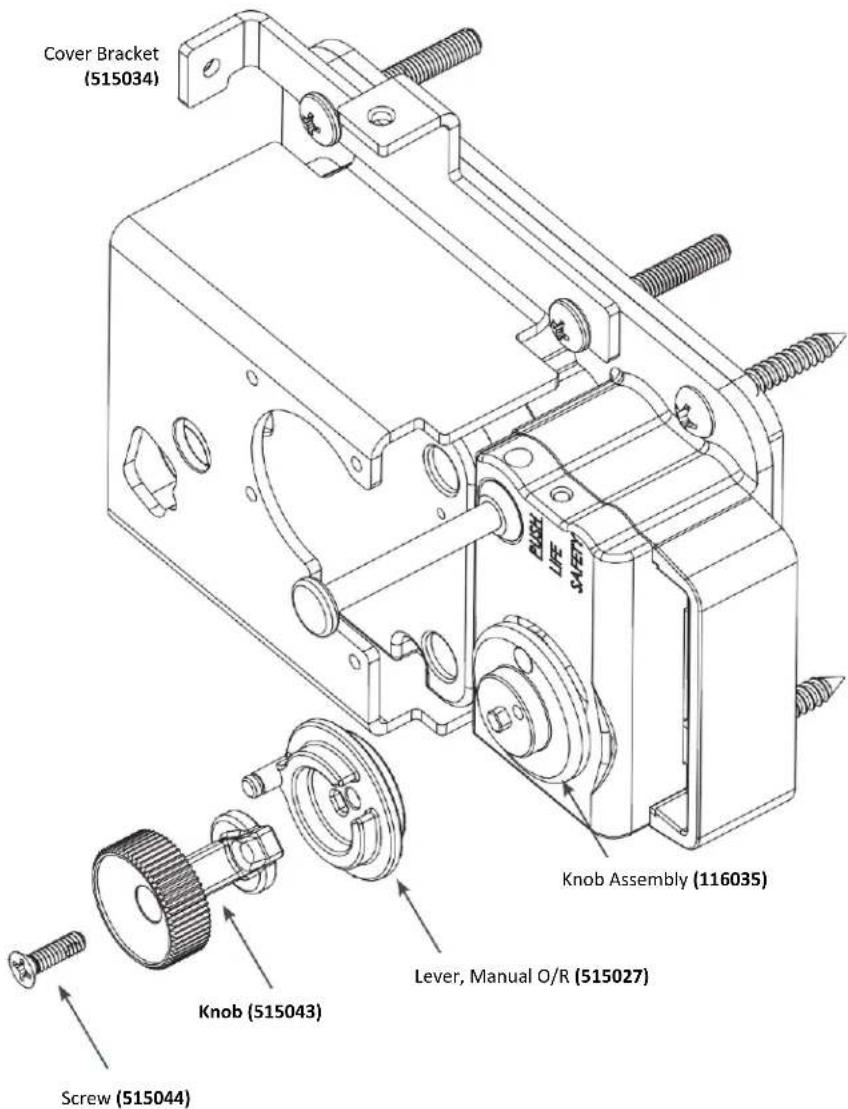Cover Bracket (515034) Knob Assembly (116035) Lever, Manual O/R (515027) Knob (515043) Screw (515044)