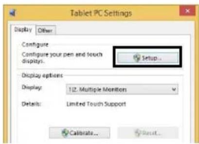 Tablet PC Settings Display Other Configure Configure your pen and touch displays. Setup... Display options Display: 12. Multiple Mention Details: Limited Touch Support Calculate... Reset...