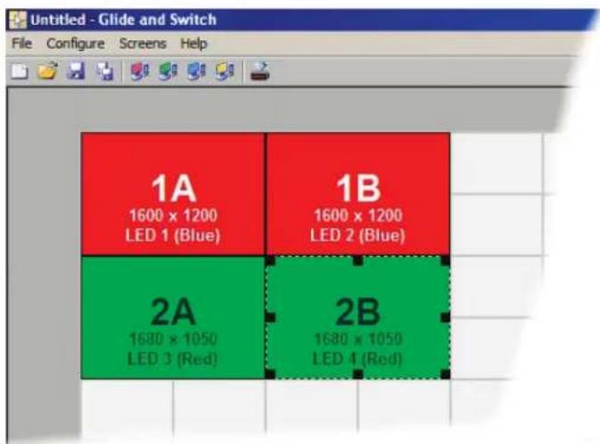 1A 1600 x 1200 LED 1 (Blue) 1B 1600 x 1200 LED 2 (Blue) 2A 1680 x 1050 LED 3 (Red) 2B 1680 x 1050 LED 4 (Red)