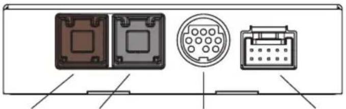 Diagram of four electronic component connectors (no text or symbols)