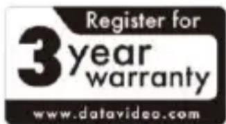 Register for 3 year warranty www.datavideo.com