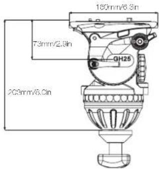 160mm/6.3in 73mm/2.9in 203mm/6.0in GH25