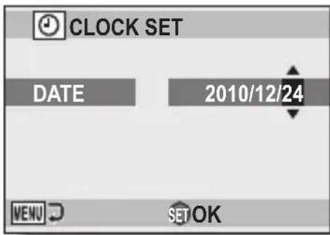CLOCK SET DATE 2010/12/24 MENU SET OK