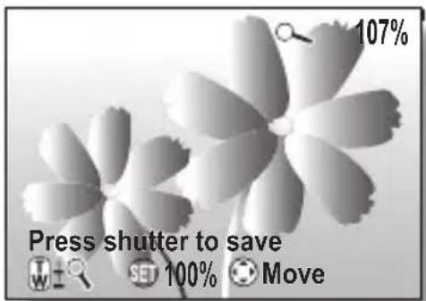 107% Press shutter to save 100% Move