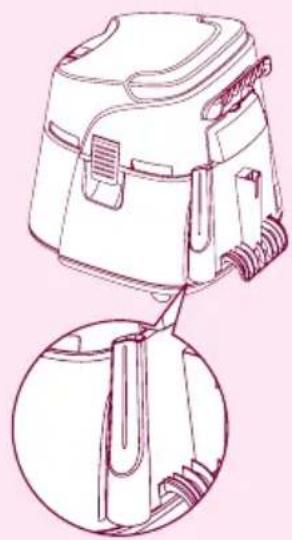 Line drawing of a mechanical device with a magnified inset showing internal components (no text or symbols)