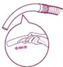 Diagram showing a hand holding a device with a curved tube above it, labeled with Chinese characters.