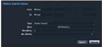Motion Search Option Price ● P/First 300.0000 To ● Last 250.0000 Type Motion Search Zero 100 Block(s)... Sensitivity 1 Min. Blocks 1 Search OK/Cancel