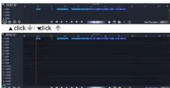 Screenshot of a video editing software interface showing timeline controls and playback buttons