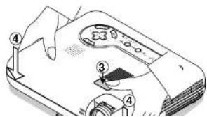 Diagram of a printer with numbered parts labeled ① to ④, showing internal components and page layout.