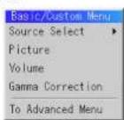 NEC GT2150 - The default Basic/Custom Menu Items are: - 2