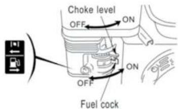 Choke level OFF ON ON OFF Fuel cock