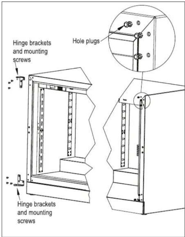 Hinge brackets and mounting screws Hinge brackets and mounting screws Hole plugs