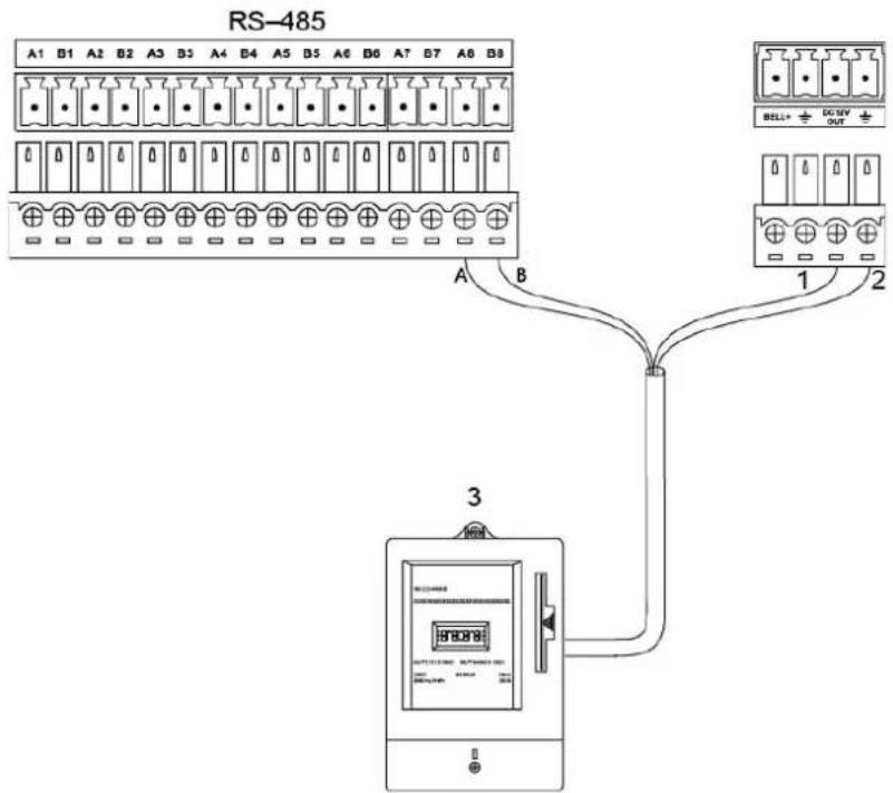 RS-485 A1 B1 A2 B2 A3 B3 A4 D4 A5 B5 A6 D6 A7 B7 A8 B8 BELL+ DC MV OUT A B 1 2 3