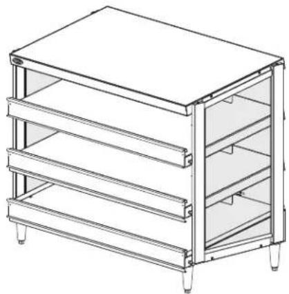 Technical line drawing of a multi-tiered storage cabinet or rack unit (no text or symbols)