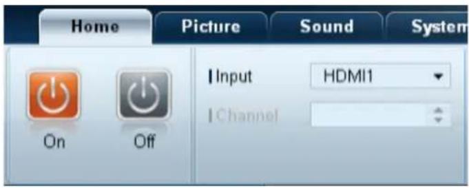 Home Picture Sound System Input HDMI1 Channel On Off