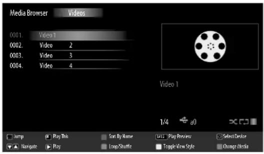 Media Browser Videos 0001. Video 1 0002. Video 2 0003. Video 3 0004. Video 4 Video 1 1/4 a0 Jump @ Play This Sain By Name Click Play Preview Select Device Navigate Play Loop Shifts Toggle View Style Change Media