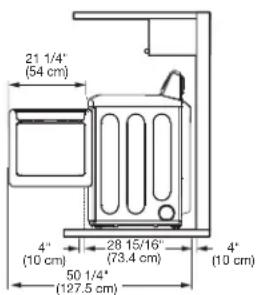 21 1/4" (54 cm) 4" (10 cm) 28 15/16" (73.4 cm) 50 1/4" (127.5 cm) 4" (10 cm)