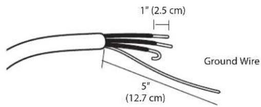 1" (2.5 cm) 5" (12.7 cm) Ground Wire