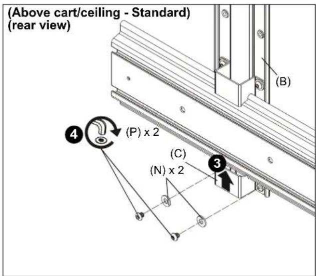 (Above cart/ceiling - Standard) (rear view) (Above cart/ceiling - Standard) (B) (P) x 2 (C) (N) x 2 3