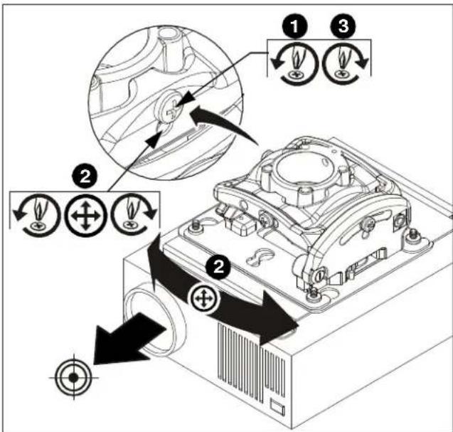 Technical diagram showing mechanical assembly with numbered components and directional arrows indicating motion or assembly steps.
