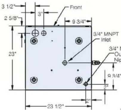3 1/2" 2 5/8" 23" 3" 9 3/4" 3/4" MNPT Inlet 3/4" M Ou Nip 9 3/4" 2" 23 1/2"