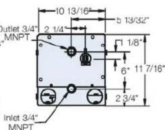10 13/16" 2 1/4" 5 13/32" 1 1/8" 6" 11 7/16" 2 3/4" Inlet 3/4" MNPT