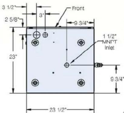 3 1/2" 2 5/8" 23" 3' 9 3/4" Front 1 1/2" MNFT Inlet 9 3/4" 23 1/2"