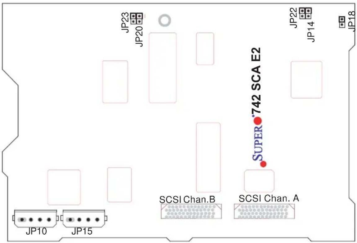 JP23 JP20 JP22 JP14 JP18 JP10 JP15 SCSI Chan.B SUPER 742 SCA E2 SCSI Chan. A