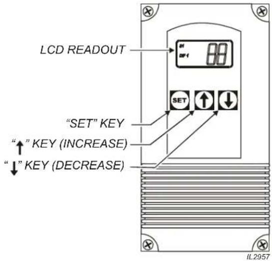 LCD READOUT "SET" KEY "↑" KEY (INCREASE) "↓" KEY (DECREASE) IL2957