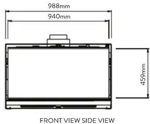 988mm 940mm 459mm FRONT VIEW SIDE VIEW
