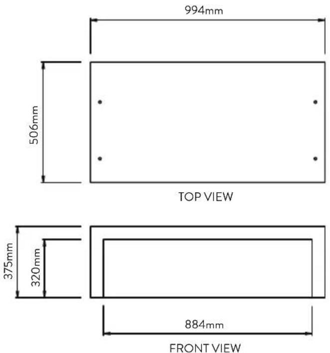 994mm 506mm TOP VIEW 375mm 320mm 884mm FRONT VIEW