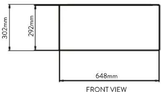302mm 292mm 648mm FRONT VIEW