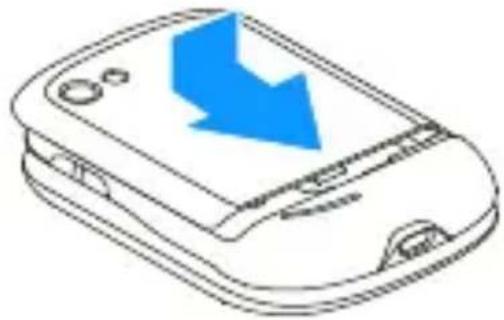 Line drawing of a mobile phone with a blue downward arrow indicating download or download function (no text or symbols)