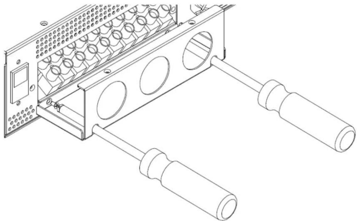 CyberPower OL6000RT3UTF - Step 2: Fix the bottom cover on the terminal block - 1