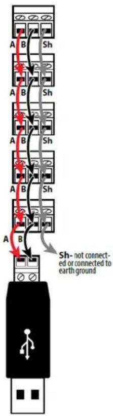 A B Sh A B Sh A B Sh A B Sh A B Sh- not connected or connected to earth ground